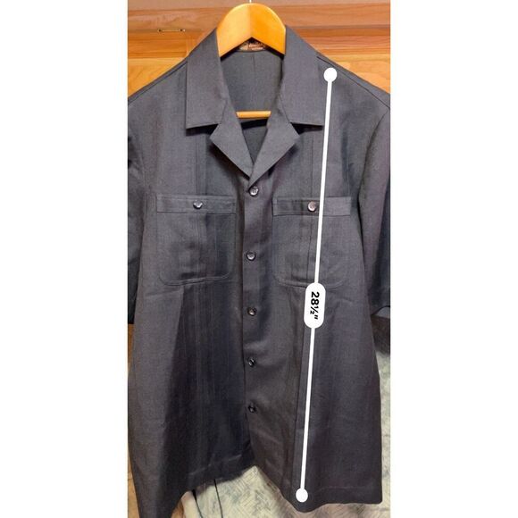 Milan Finer Points Men's Worsted Wool Shirt Dark Gray Size Large - Picture 7 of 8